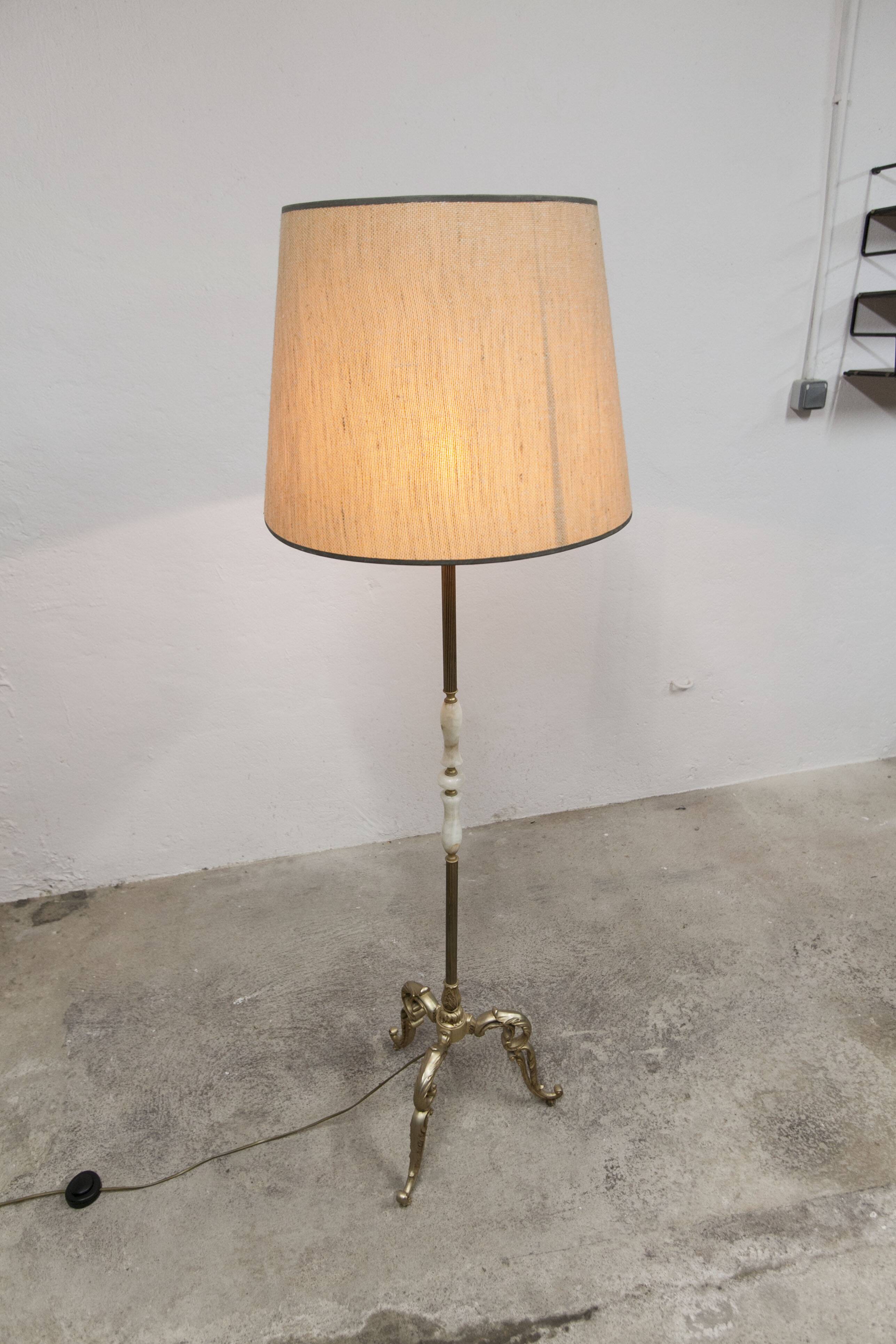 Bronze and white marble floor lamp 1960