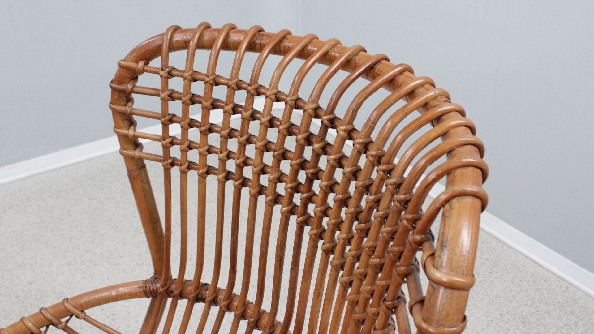 Set of 2 rattan chairs Tito Agnoli Bonacina 1960s