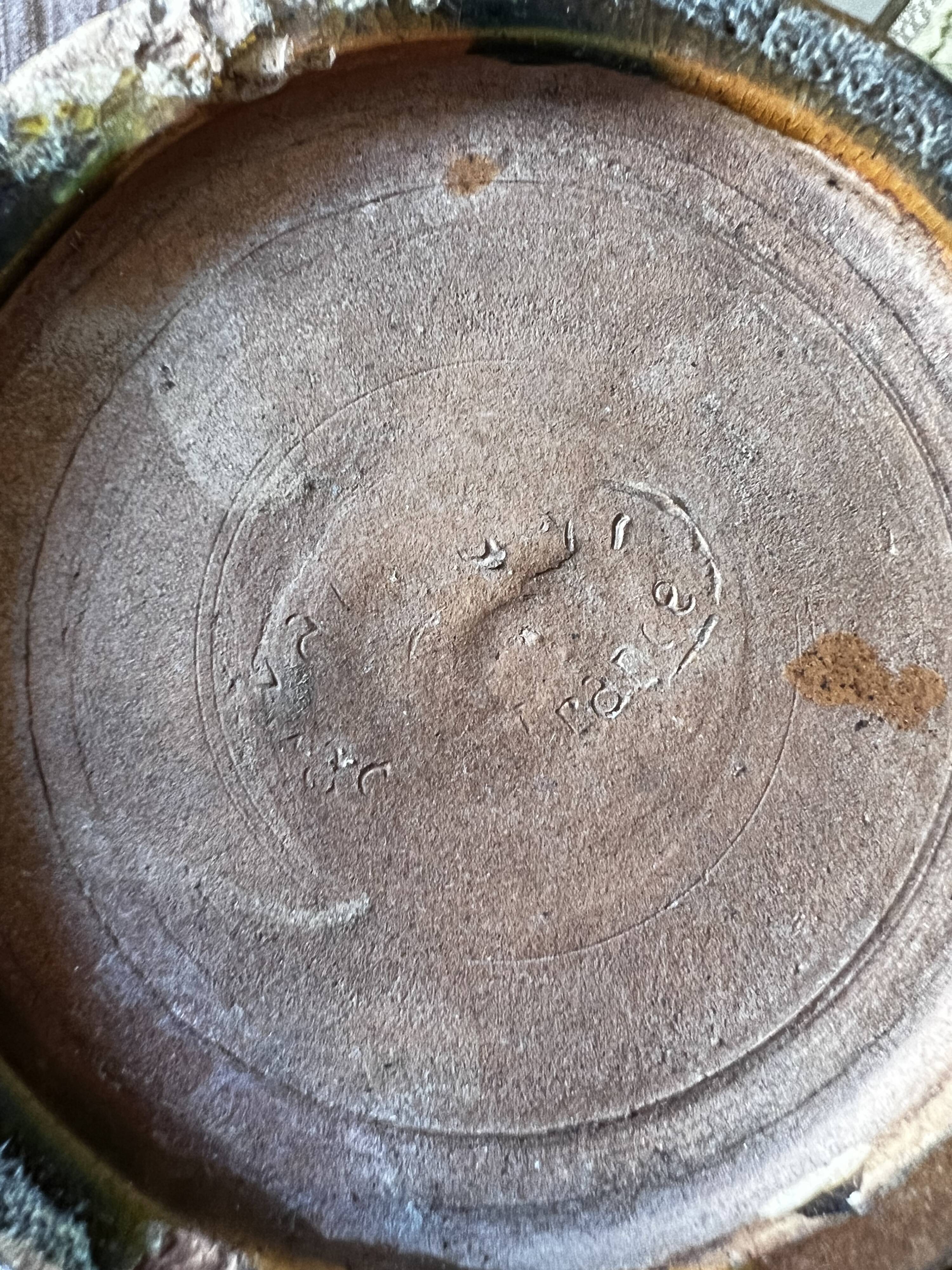 Green flamed stoneware vase