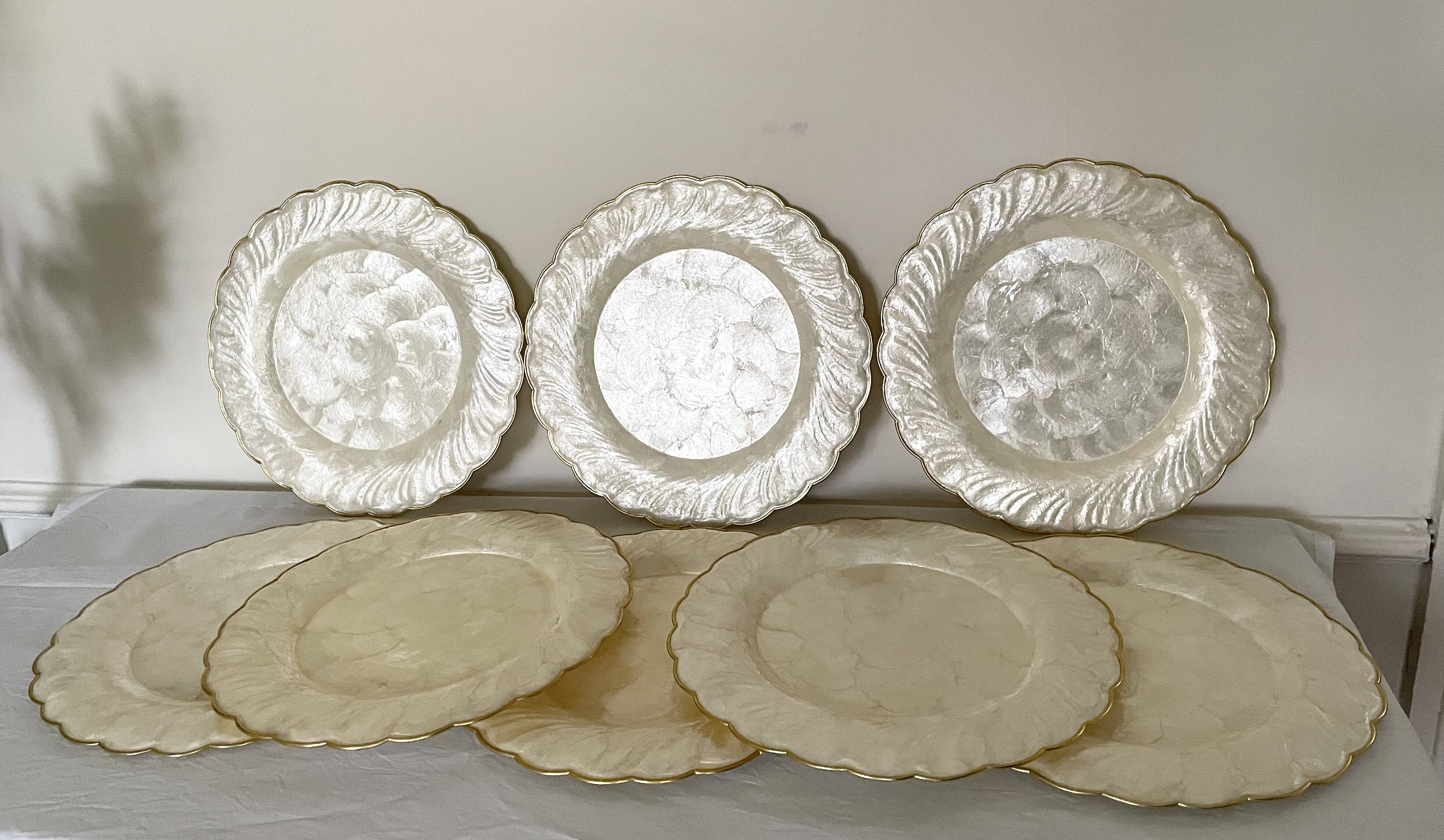 Mother-of-pearl and brass plates