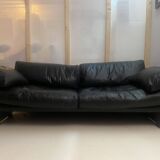 vintage Scandinavian lacquered shell leather lounge