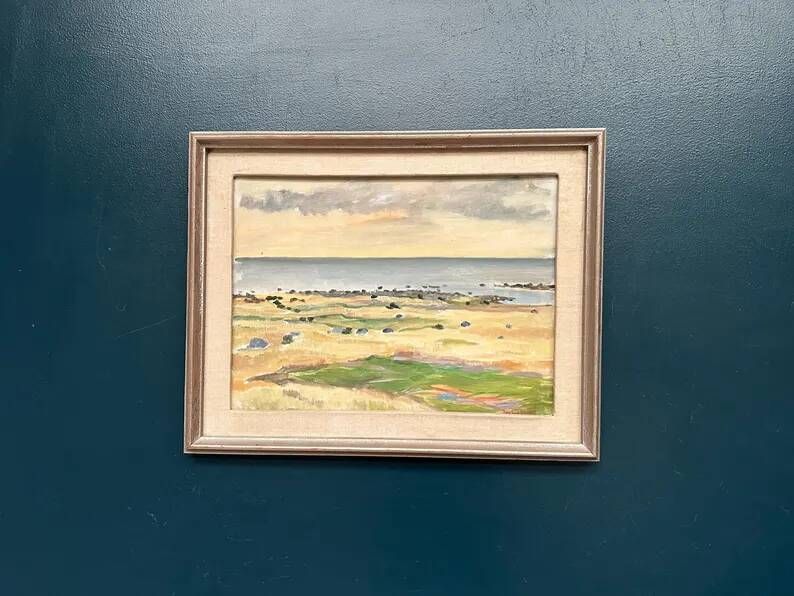 Original Swedish Oil on Canvas - "Beach of Malö" by Bo von Zweigbergk - Signed - Vintage and Framed - 55.5 x 43.5 cm (21.9" x 17.1")