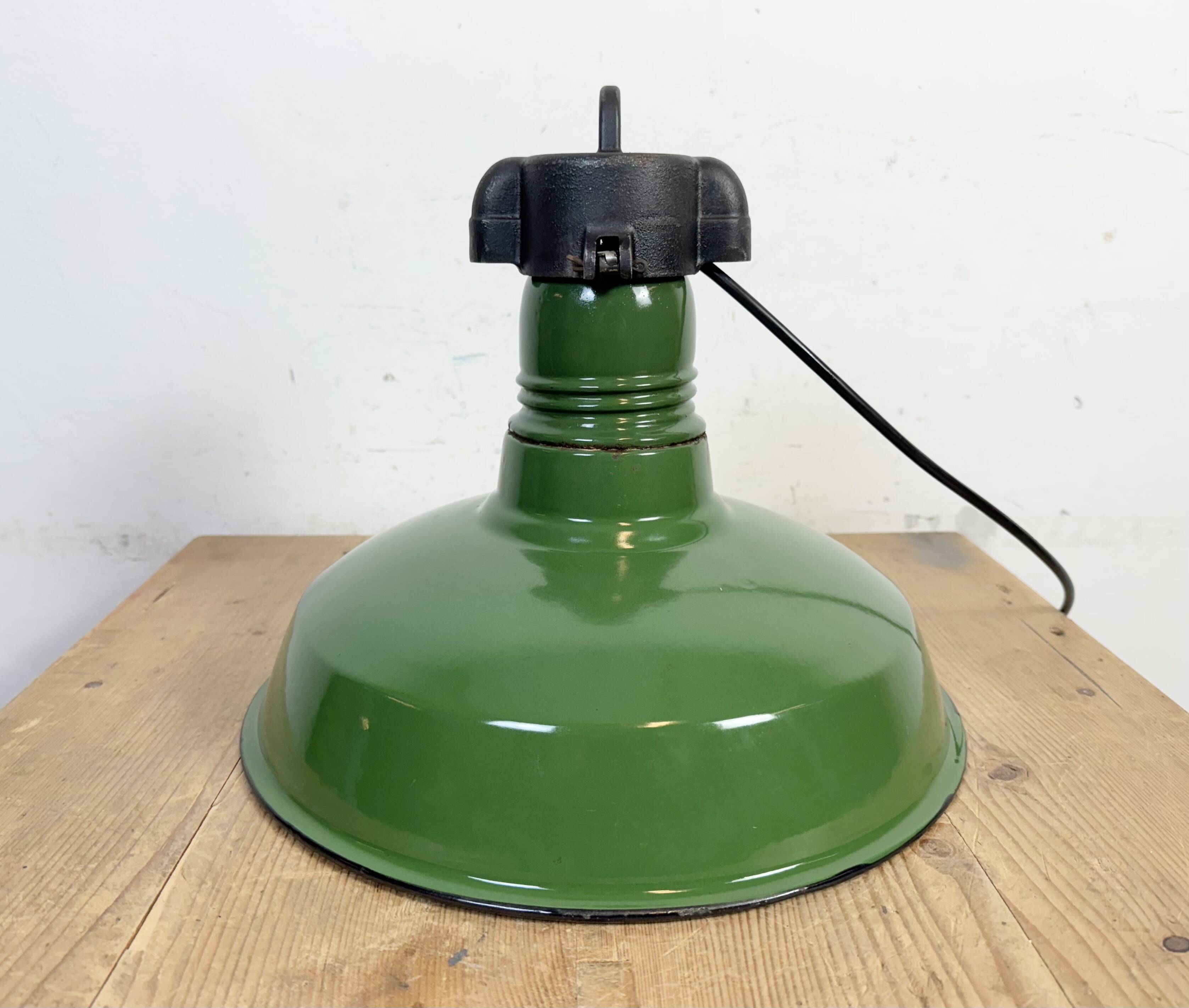 Industrial Green Enamel Factory Pendant Lamp, 1960s