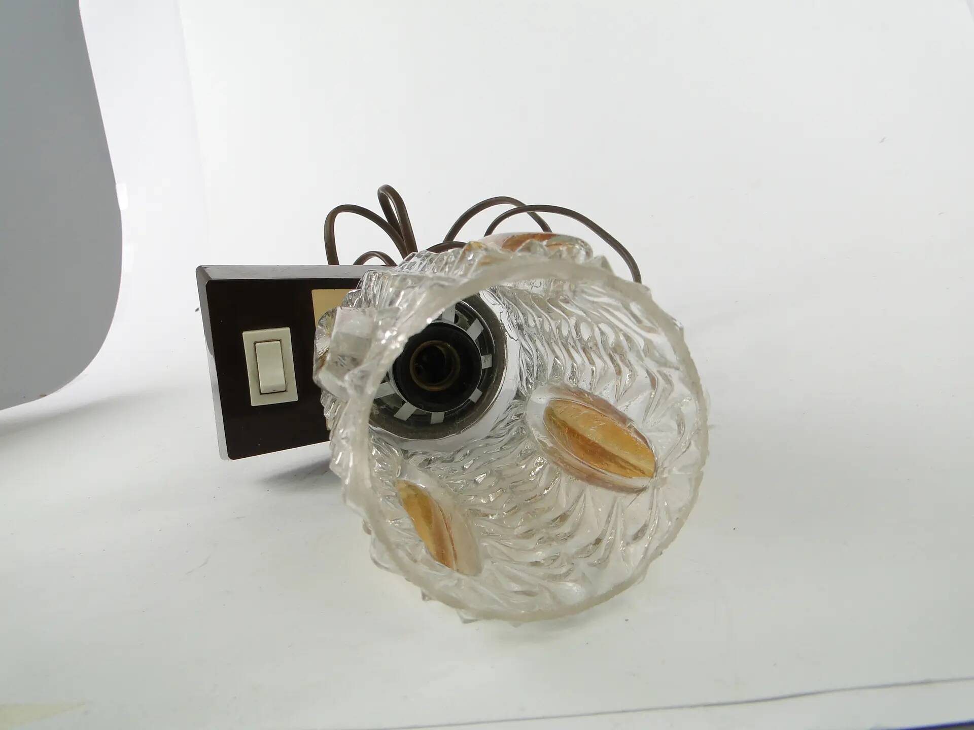 Mid-century modern bedside lamp, glass, Germany, 1970s