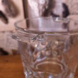 Beautiful quality vintage French cut glass ice bucket with fixed handles 4502