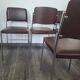 Lot de 4 chaises fauteuil en skaï marron année 1970