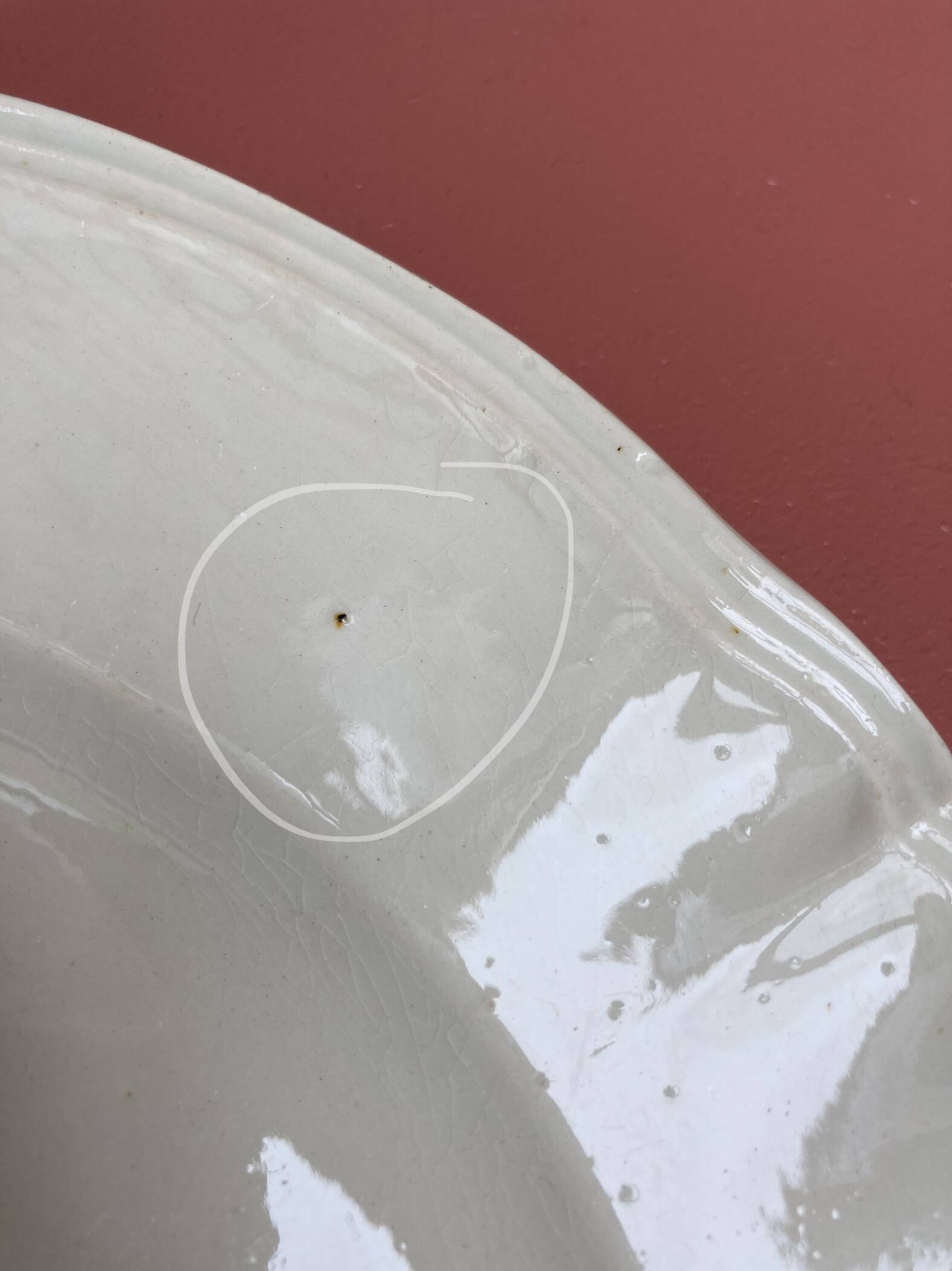 round dish Diam 31.5 Ivory Digoin Sarreguemines with gadroons