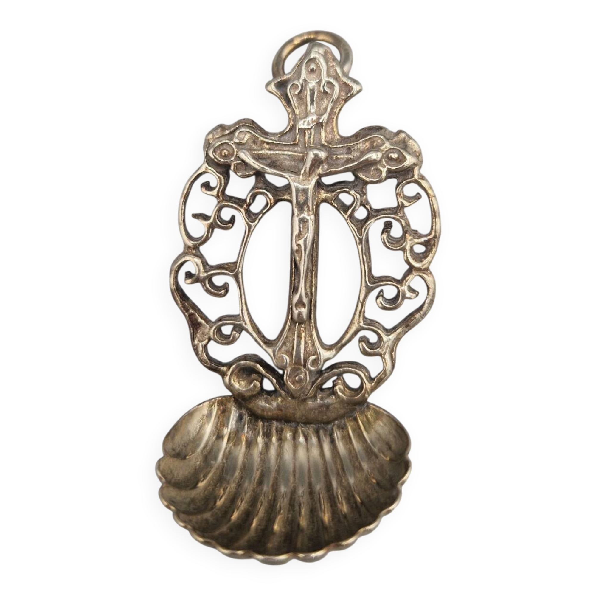 Cuillère coquille en argent 800 religieuse Italie Padoue années 1950