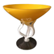 Coupe jaune de Jozefina Krosno en verre sur pied blanc torsadé