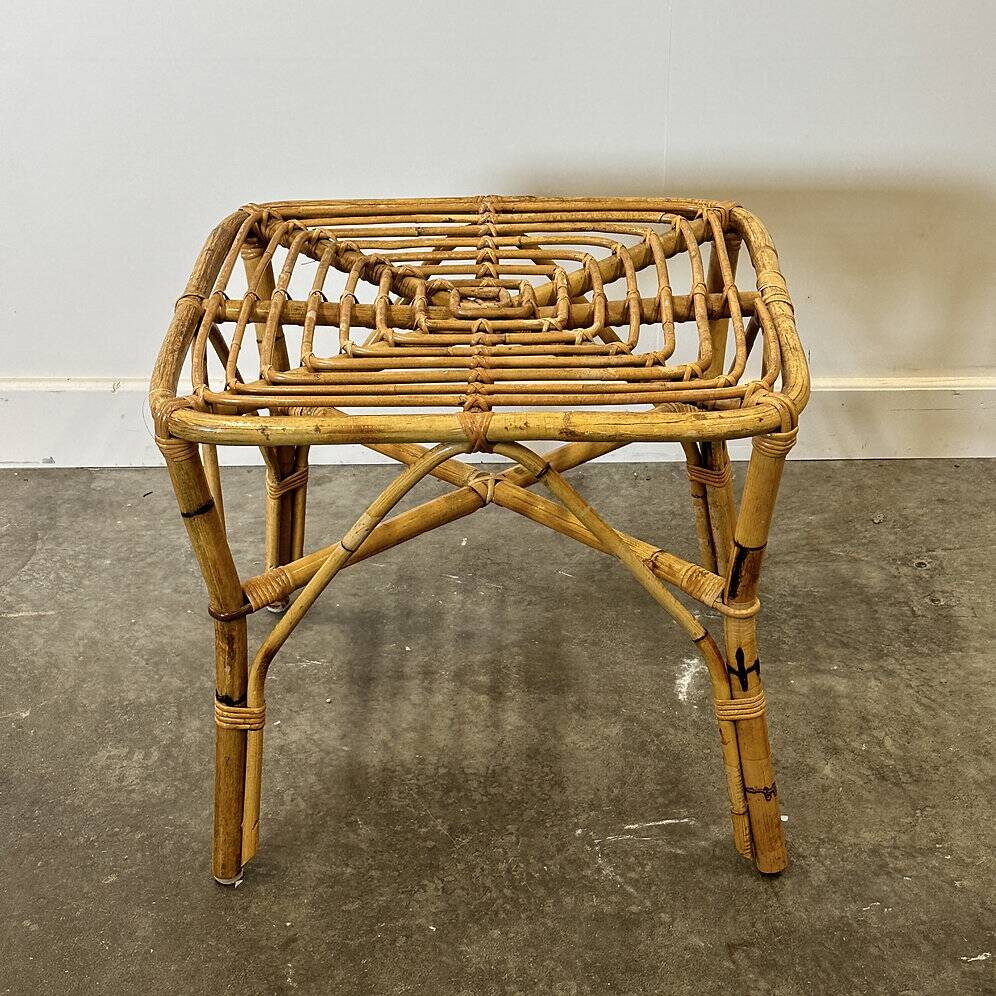Vintage Italian bamboo square coffee table, 1960s.