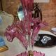 Blown glass epergne vase in a deep pink hue - tulip tree