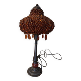 Vintage lamp with beaded shade - Oriental/Bohemian chic style -