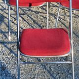 Set de 9 chaises pliantes  des années 70 tweed et métal chromé