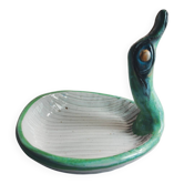 Duck-shaped trinket dish in glazed stoneware by J. C. Monange