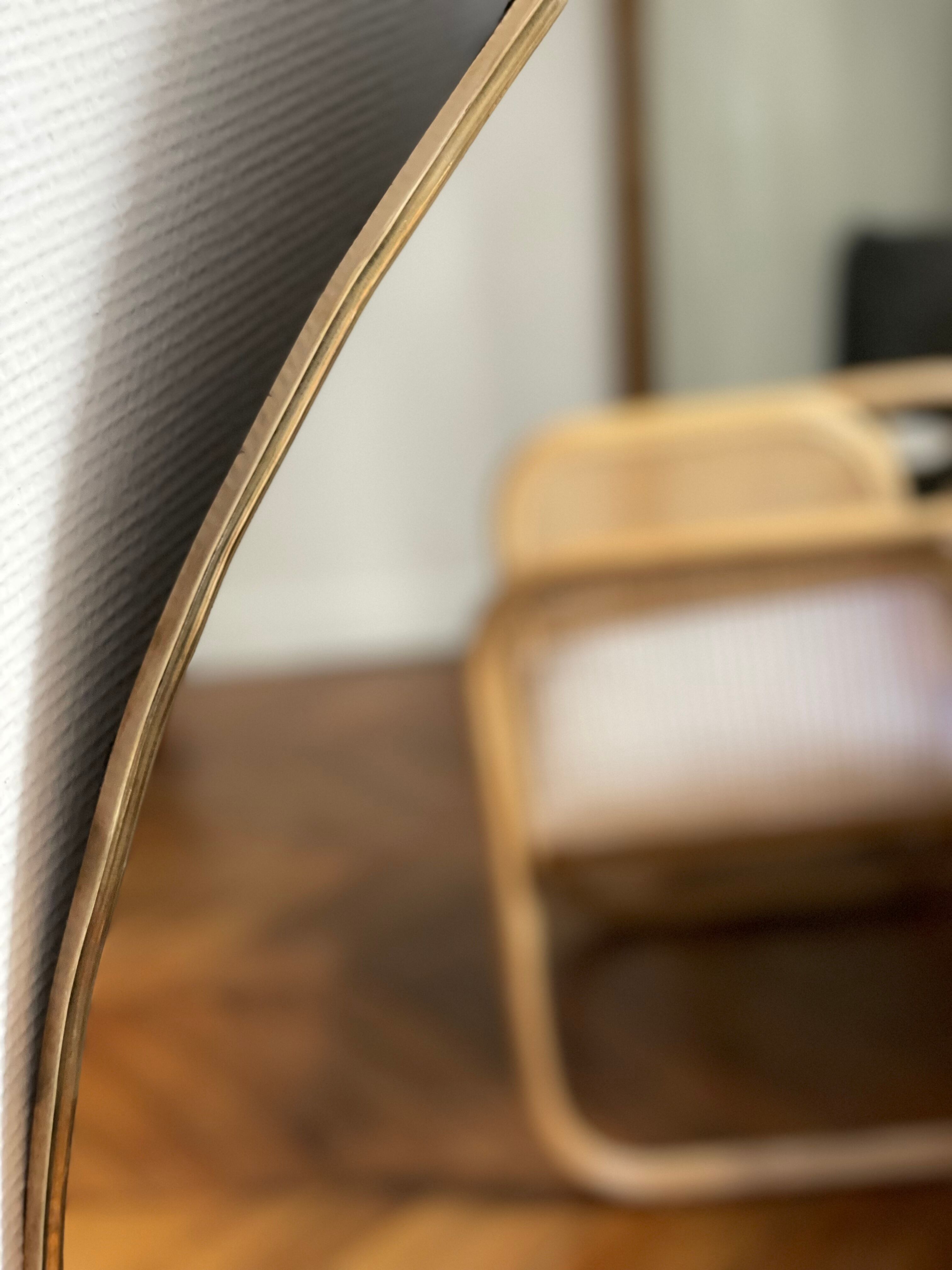Organic organic organic amber trapeze mirror minimalist golden brass free form