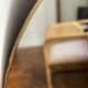 Organic organic organic amber trapeze mirror minimalist golden brass free form