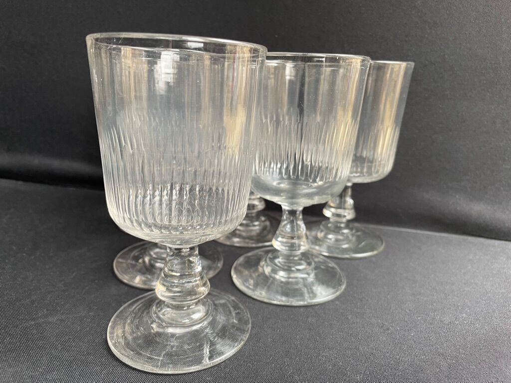 6 Large crystal glasses cut nineteenth