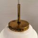 Hanging lamp in red lacquered metal and milky white opal glass 1970s Denmark.