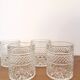 service of 6 vintage whiskey glasses in chiseled glass