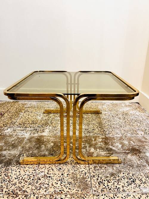 Vintage brass and smoked glass nesting tables