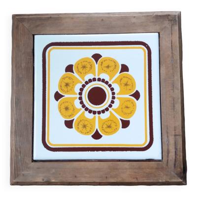Dessous de plat années 70 carreau de faience