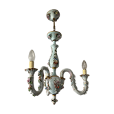 Old porcelain chandelier from Capodimonte Italy 3 fires
