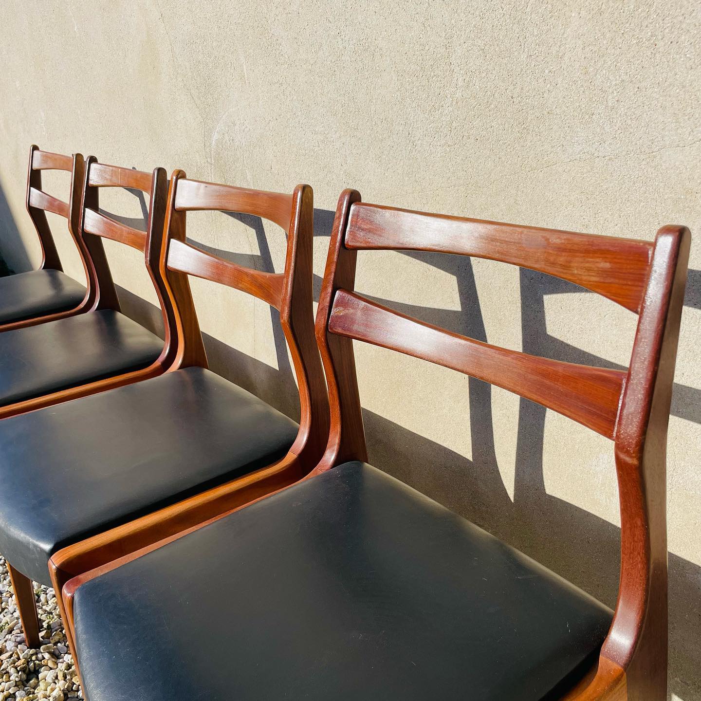 Series of 4 Danish solid teak chairs