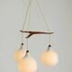 Pendant lamp with opal glass shades teak frame by Uno & Östen Kristiansson