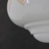 1970s Glass Pendant Light with Brass Chain , Czechoslovakia