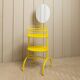 Vintage metal side table with mirror, 1960s - multifunctional yellow shelf from Italy.