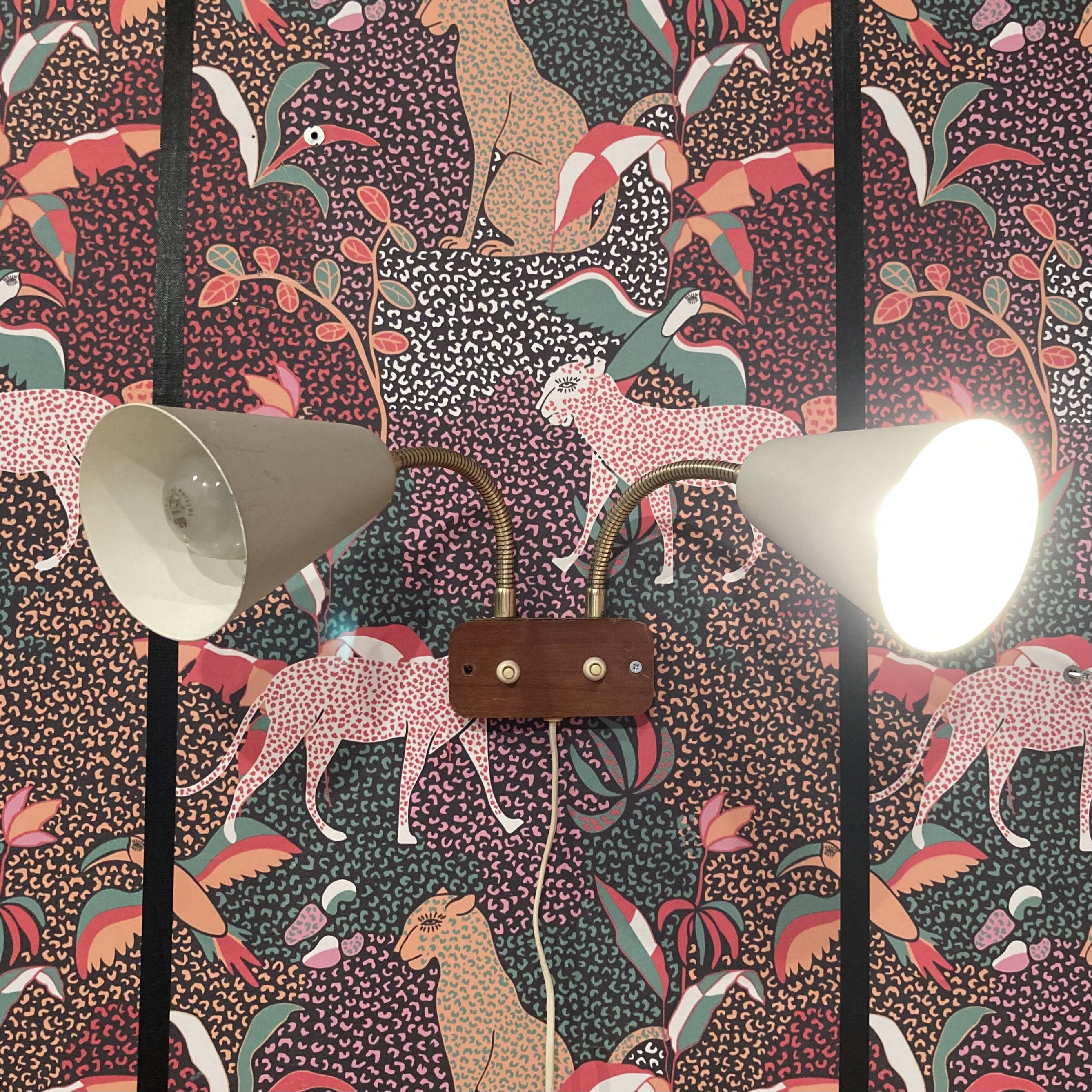 Large double wall light, Scandinavian design, 1950s