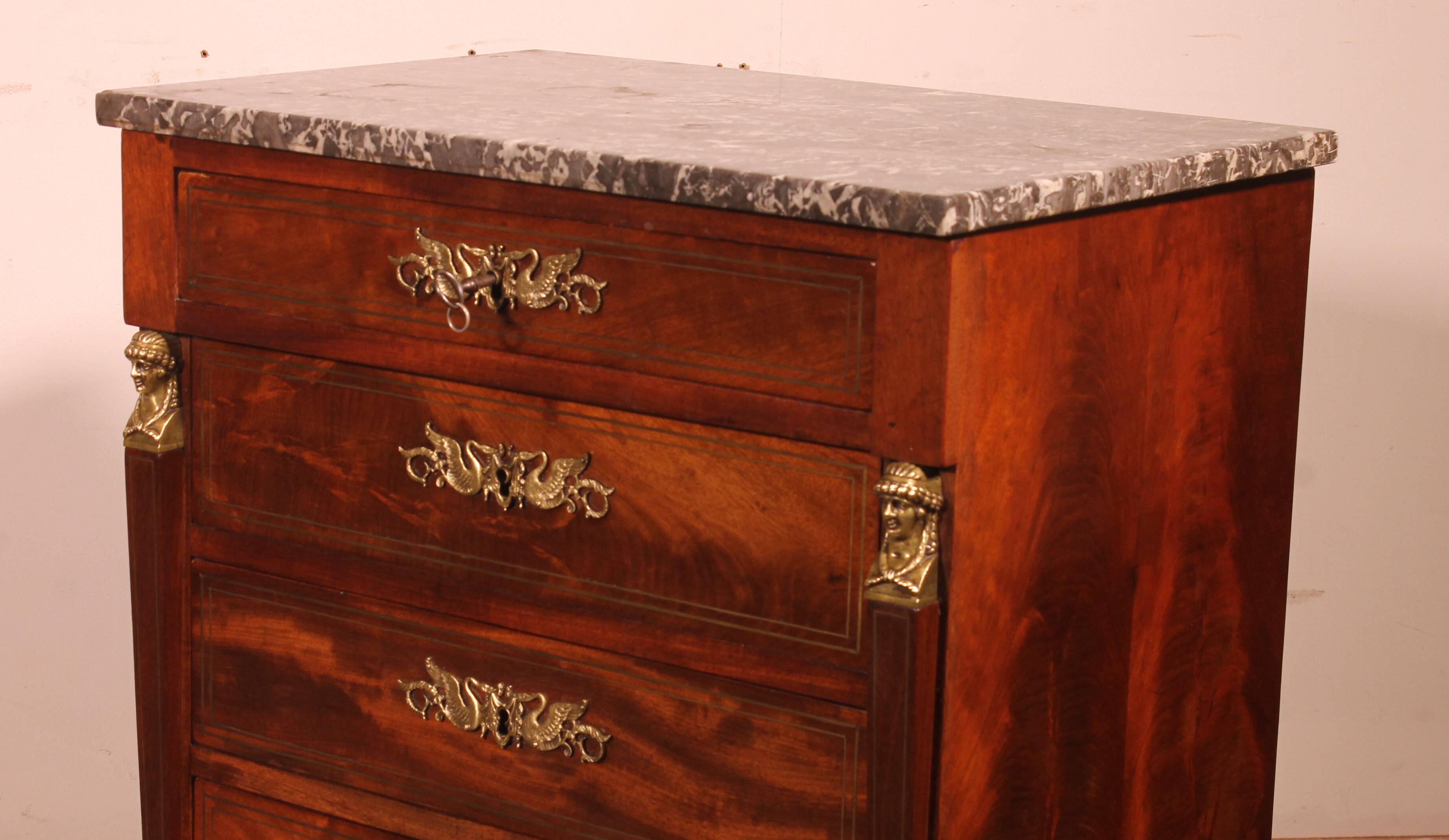 small jump commode in mahogany in Empire style