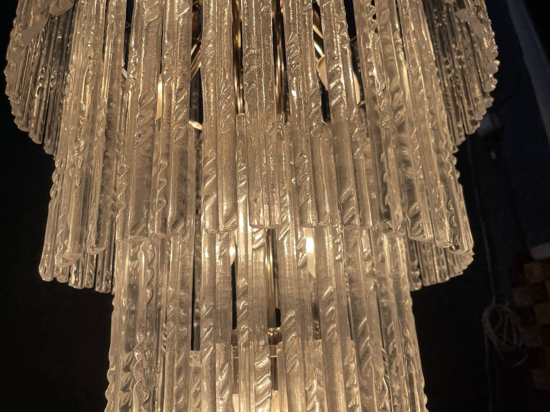 Extra Large Murano Glass Rod Chandelier, Italy, 1970s