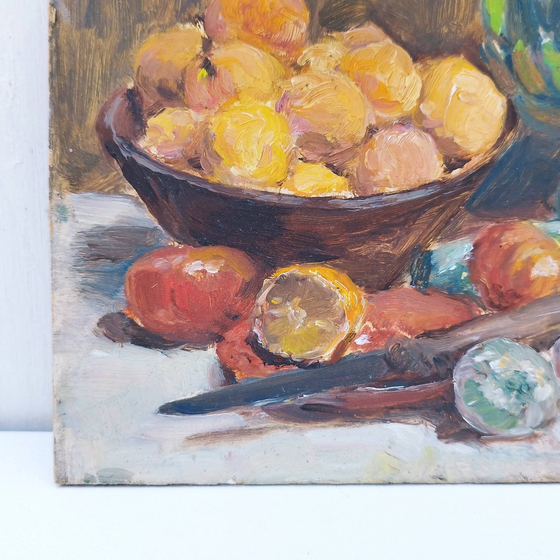Tableau à la gouache nature morte aux artichauts