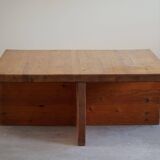 Modern Swedish coffee table in solid pine by Sven Larsson, brutalist, 1970s.