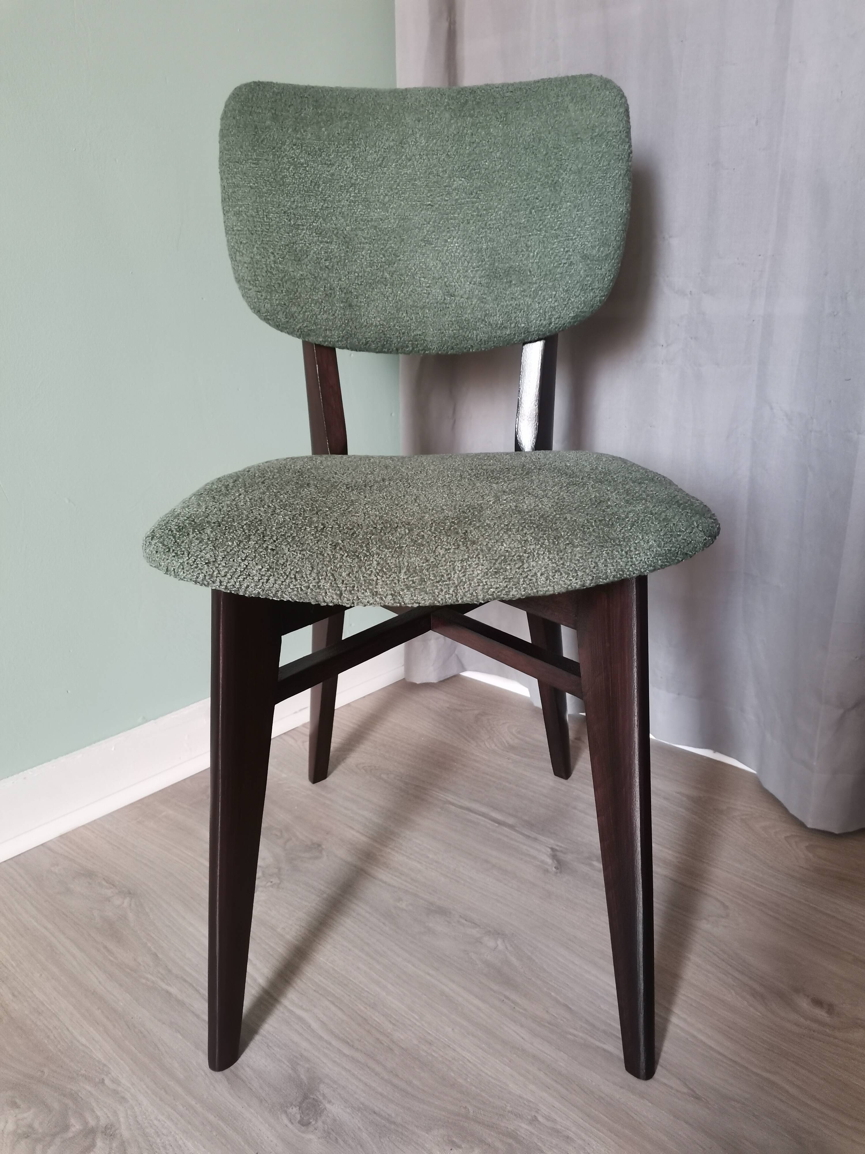 Green boucle Scandinavian chairs