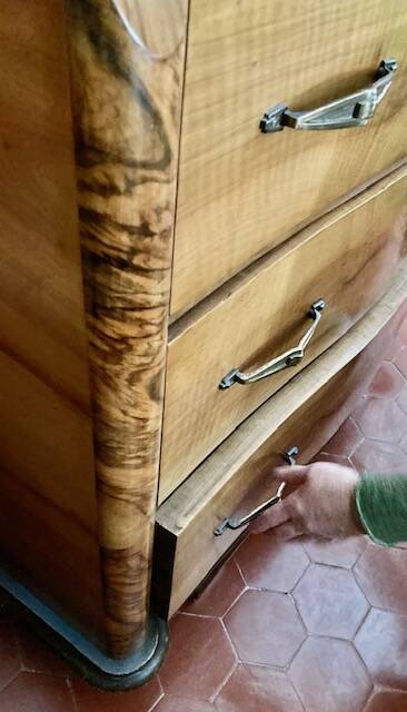 Old black marble chest of drawers