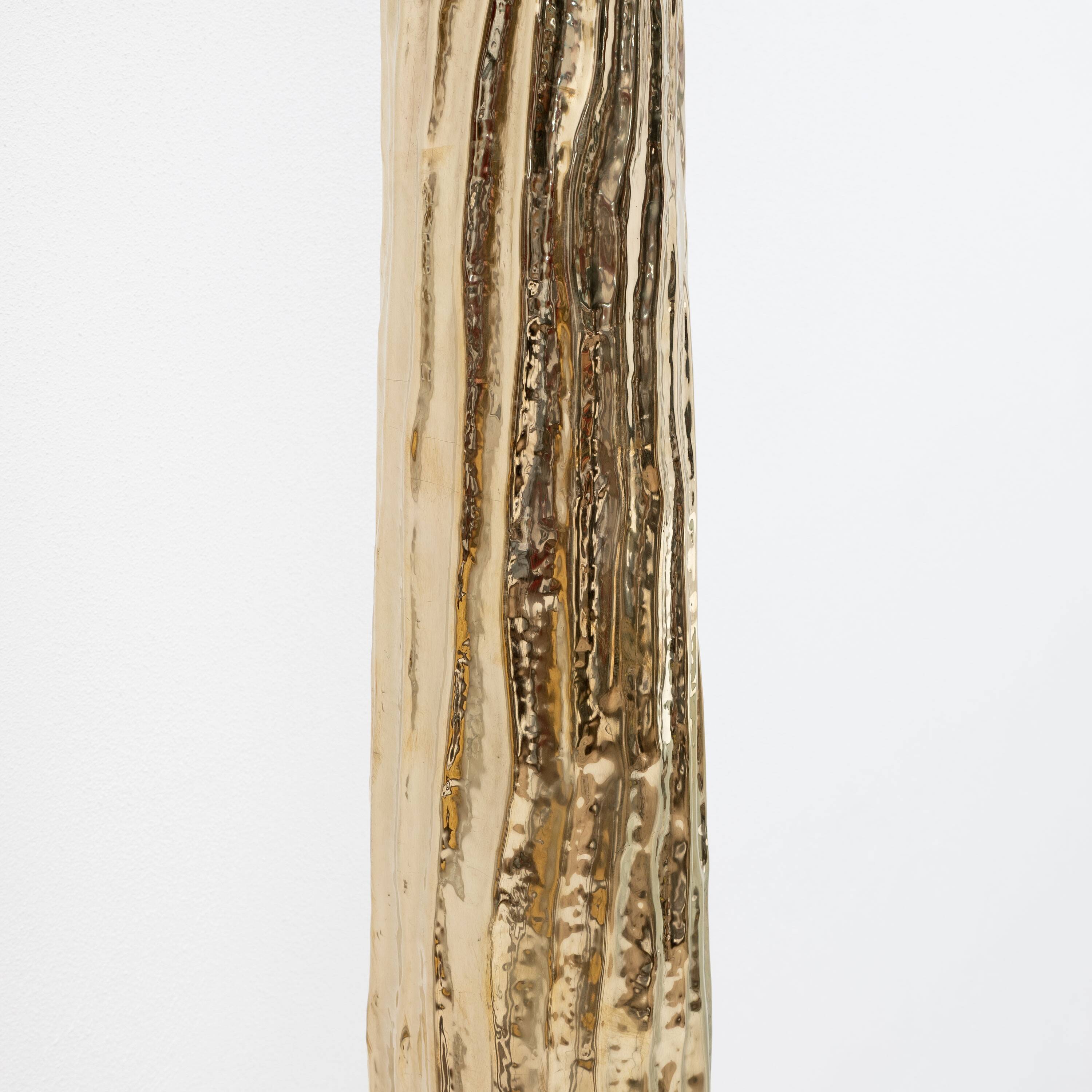 Hammered Brass Floor Lamp Torchère Style, Italy