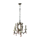 Bronze and porcelain chandelier 5 fires