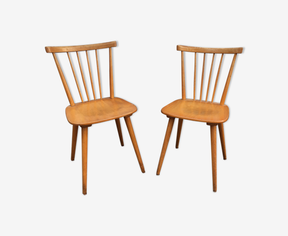 Paire de chaise bistrot scandinave en hêtre | Selency