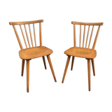Pair of Scandinavian beech bistro chairs