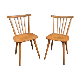 Pair of Scandinavian beech bistro chairs