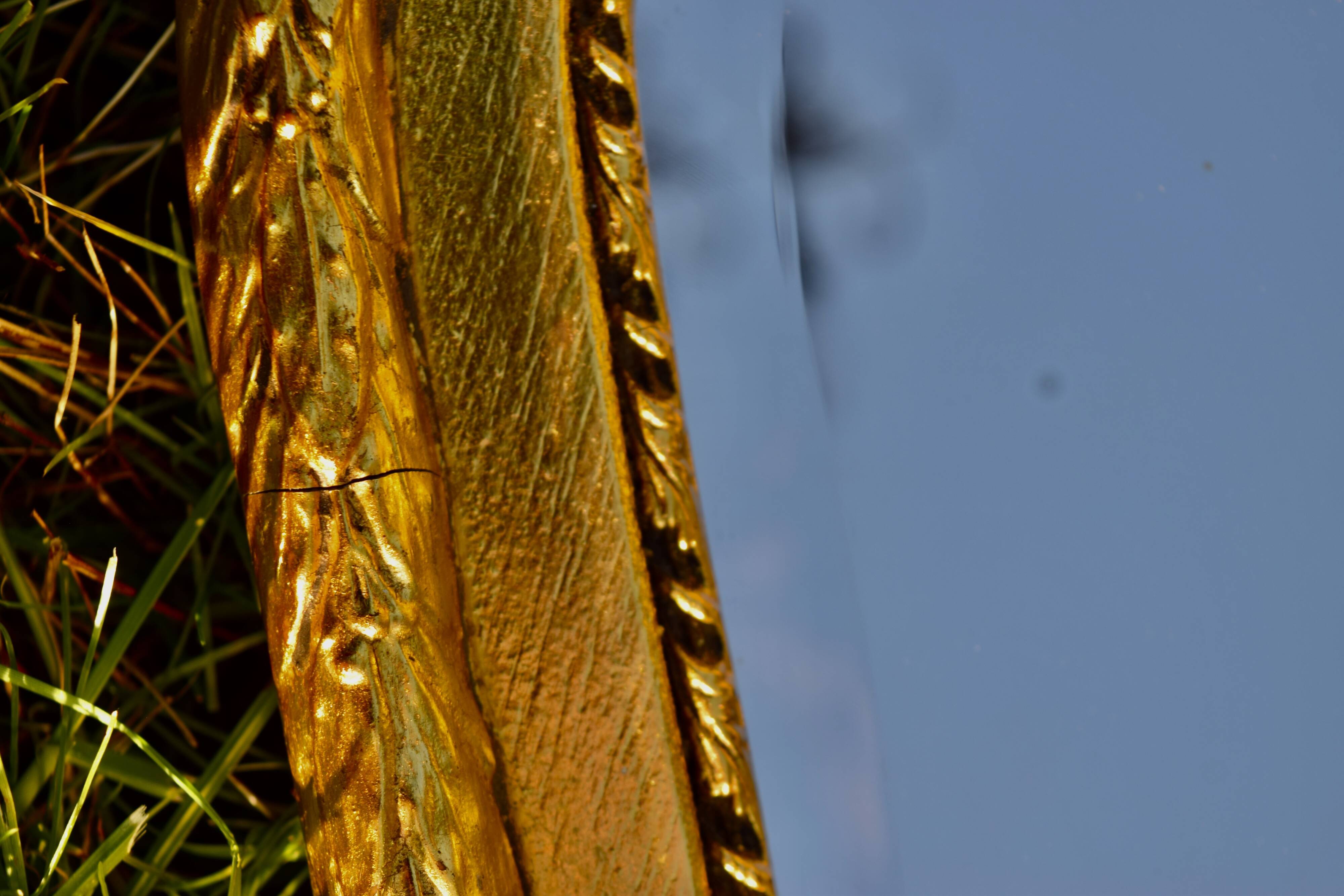 Large Louis XVI style beveled mirror in gilded painted wood - H: 78 cm - 1960