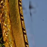 Large Louis XVI style beveled mirror in gilded painted wood - H: 78 cm - 1960