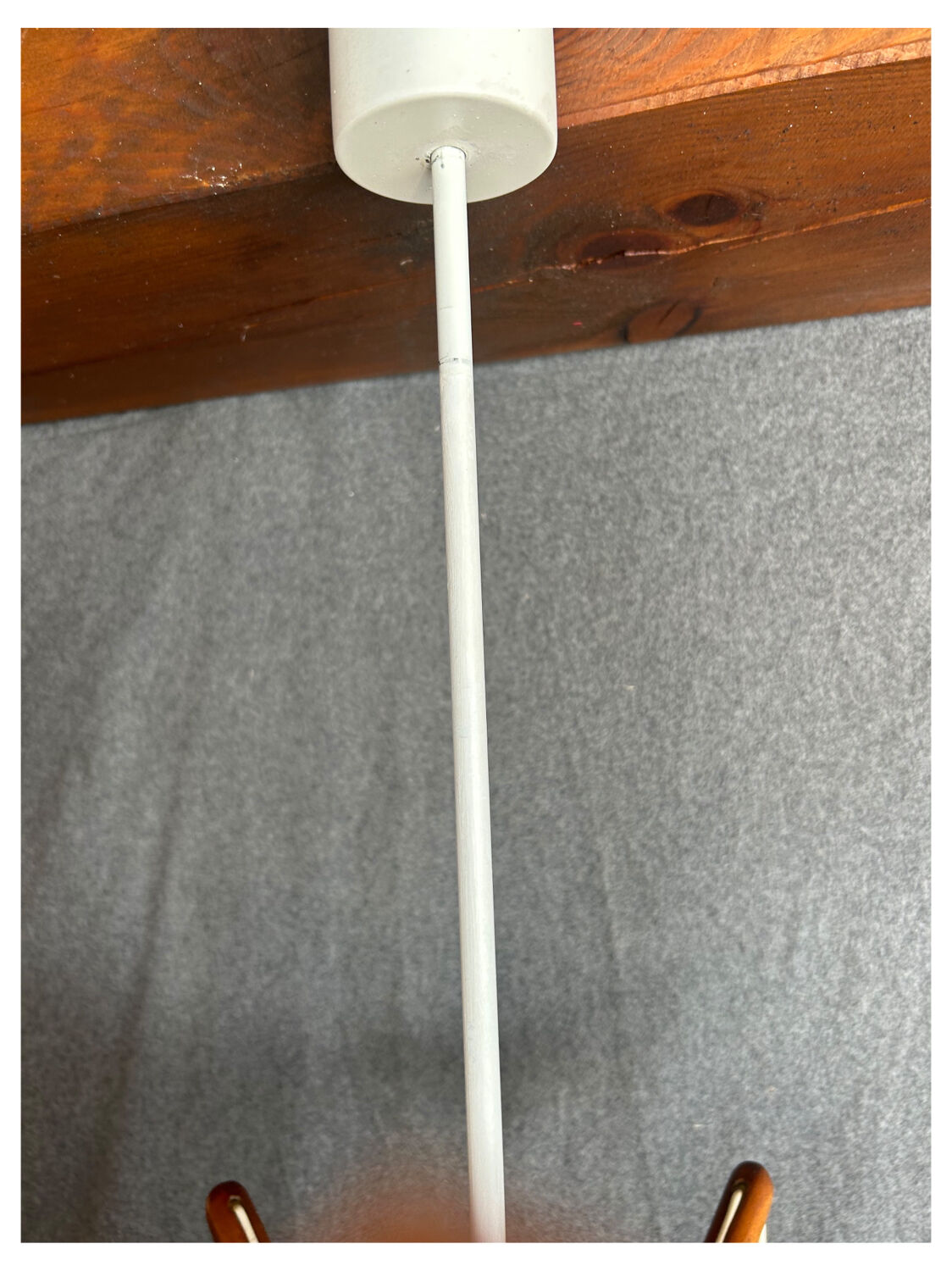 Vintage teak and opaline chandelier