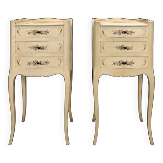 Pair of hand-painted Louis XV style bedside tables.