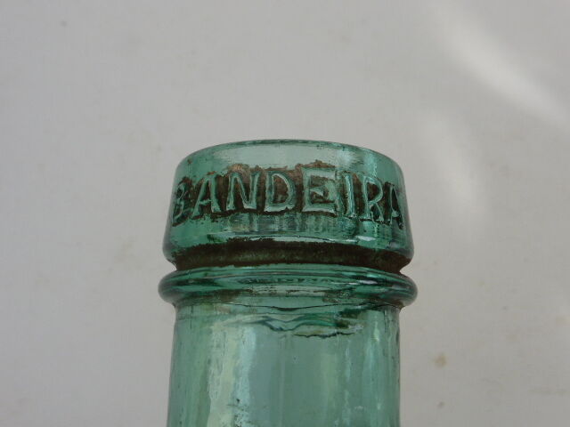 Charming bottle bottle brand BANDEIRA in vintage bluish green glass