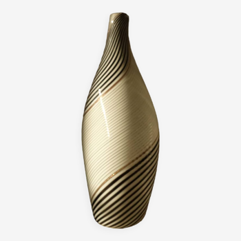 Vase d'art en verre Dino Martens des années 50 pour Aureliano Toso Murano Filigrana.