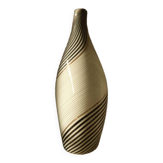 Vase d'art en verre Dino Martens des années 50 pour Aureliano Toso Murano Filigrana.