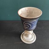 Set of 2 large ceramic glasses in blue and silver